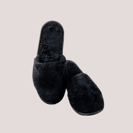 Velúr fekete papucs zárt orrú 40-es/28cm